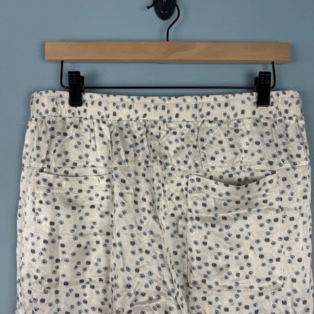 Johnny Was Mazey Embroidered Floral Ankle Jogger Pants Women's‎ Small Cream Blue